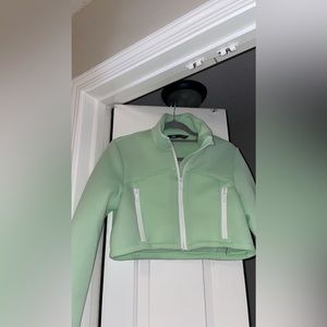 cropped green zara neoprene jacket